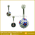 Shamballa Ball 316L Surgical Steel Belly Rings Navel Bar Body Jewellery